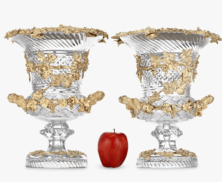 Glass and Silver Gilt Wine Coolers by Hunt & Roskell