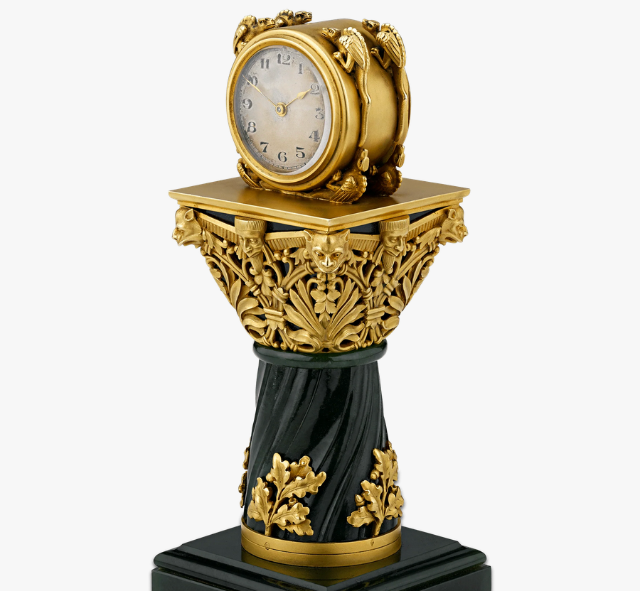 Paul Frey Miniature Gold and Jade ClocK - Image 3