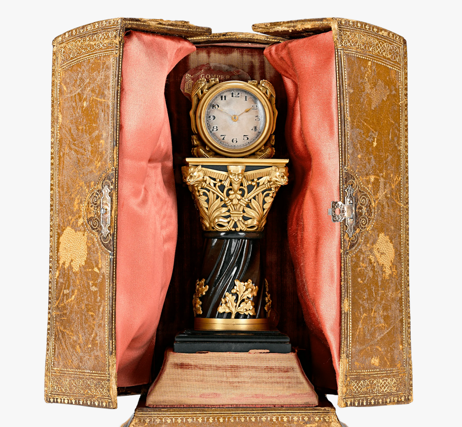 Paul Frey Miniature Gold and Jade ClocK - Image 2