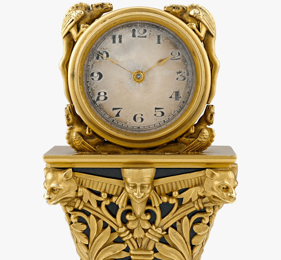 Paul Frey Miniature Gold and Jade ClocK - Image 6